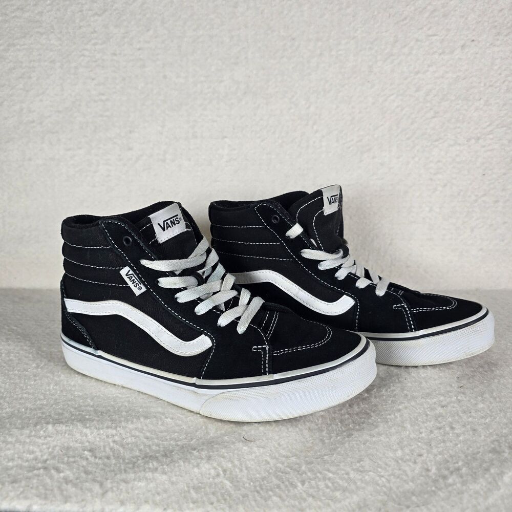 VANS Sk8-Hi Youth Sz 5 Sneakers Black/White, Lace-Up, High Top